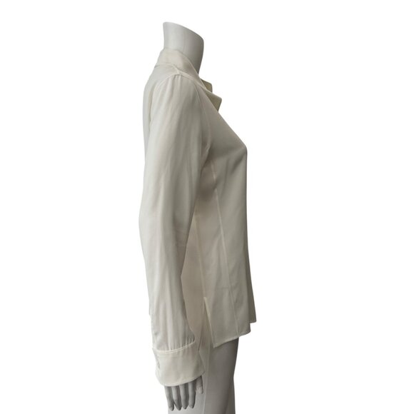 $1400 Akris Ivory Silk Sheer Button Down Stand Up Collar Blouse Top size 6/FR 38 - Picture 5 of 9